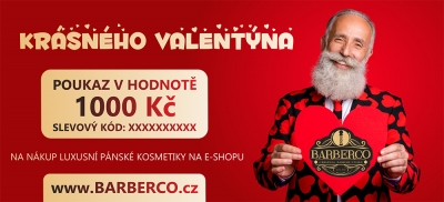 Valentýnský dárkový poukaz BARBERCO Hodnota 1000 Kč
