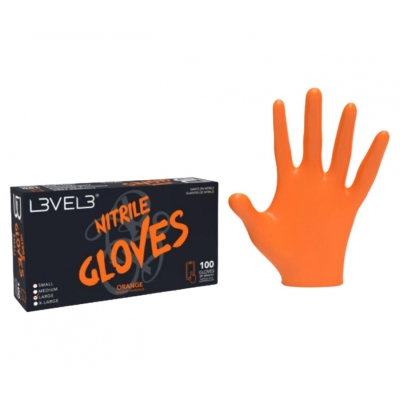 Oranžové profesionální nitrilové rukavice L3VEL3 Nitrile gloves Orange 100 ks