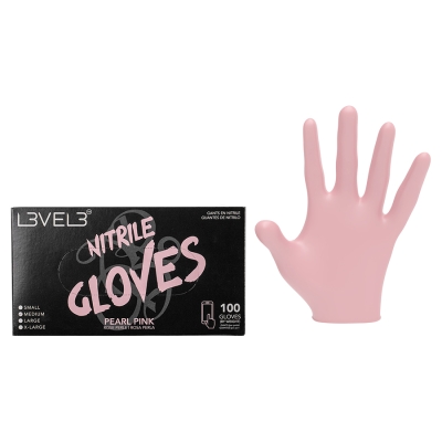 Růžové profesionální nitrilové rukavice L3VEL3 Nitrile gloves Pearl pink 100 ks