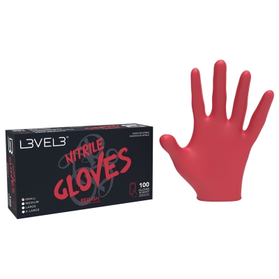 Červené profesionální nitrilové rukavice L3VEL3 Nitrile gloves Red 100 ks