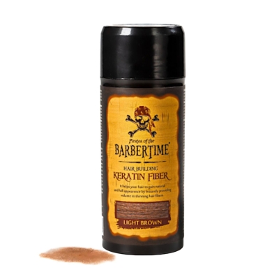 Pudr pro zakrytí řídnoucích vlasů BARBERTIME Hair building keratin fiber 21 g - světle hnědý
