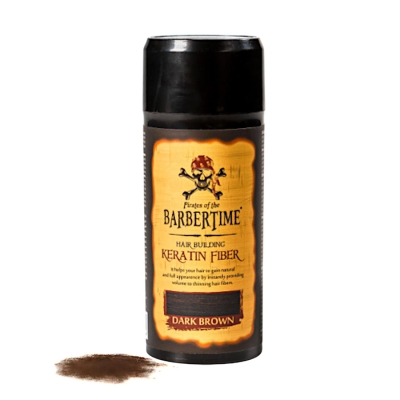Pudr pro zakrytí řídnoucích vlasů BARBERTIME Hair building keratin fiber 21 g - tmavě hnědý