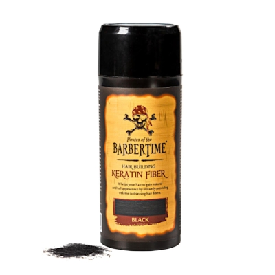 Pudr pro zakrytí řídnoucích vlasů BARBERTIME Hair building keratin fiber 21 g - černý