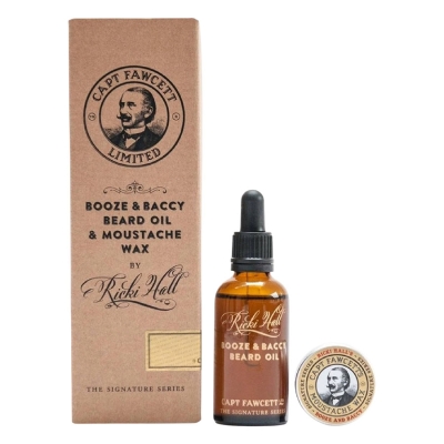 Sada oleje na vousy a vosku na knír CAPTAIN FAWCETT Ricki Hall's Booze and Baccy Oil & Wax gift set