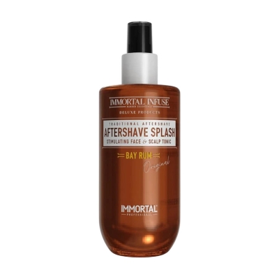 Voda po holení a stimulační tonikum pro pokožku hlavy IMMORTAL Infuse Aftershave splash Bay rum Original 250 ml