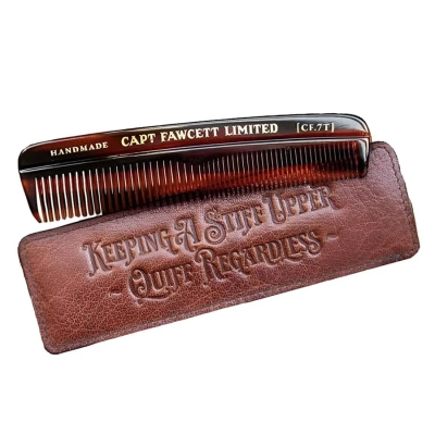 Pánský hřeben na vlasy s koženým pouzdrem CAPTAIN FAWCETT Hair comb with leather case