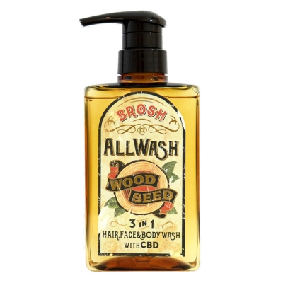 Mycí gel na vlasy, tvář a tělo BROSH All wash 3 in 1 Hair, Face & Body - Wood seed 400 ml