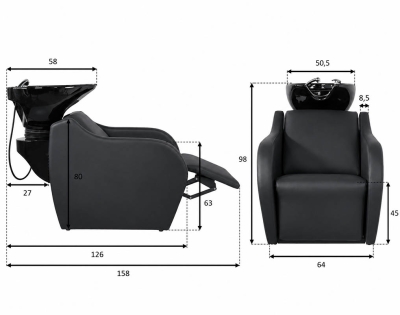 Luxusní kadeřnický mycí box WISP POWER Black