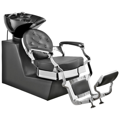 Stylový barber mycí box RANCH SILVER Black shampoo unit