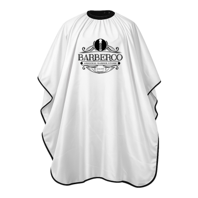 Elegantní barber pláštěnka BARBERCO White cape - zapínání na háčky