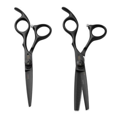 Set kadeřnických 5,75" a efilačních nůžek 6,35" OLIVIA GARDEN Xtreme Matt black