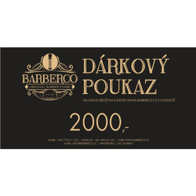 Dárkový poukaz BARBERCO Hodnota 2000 Kč